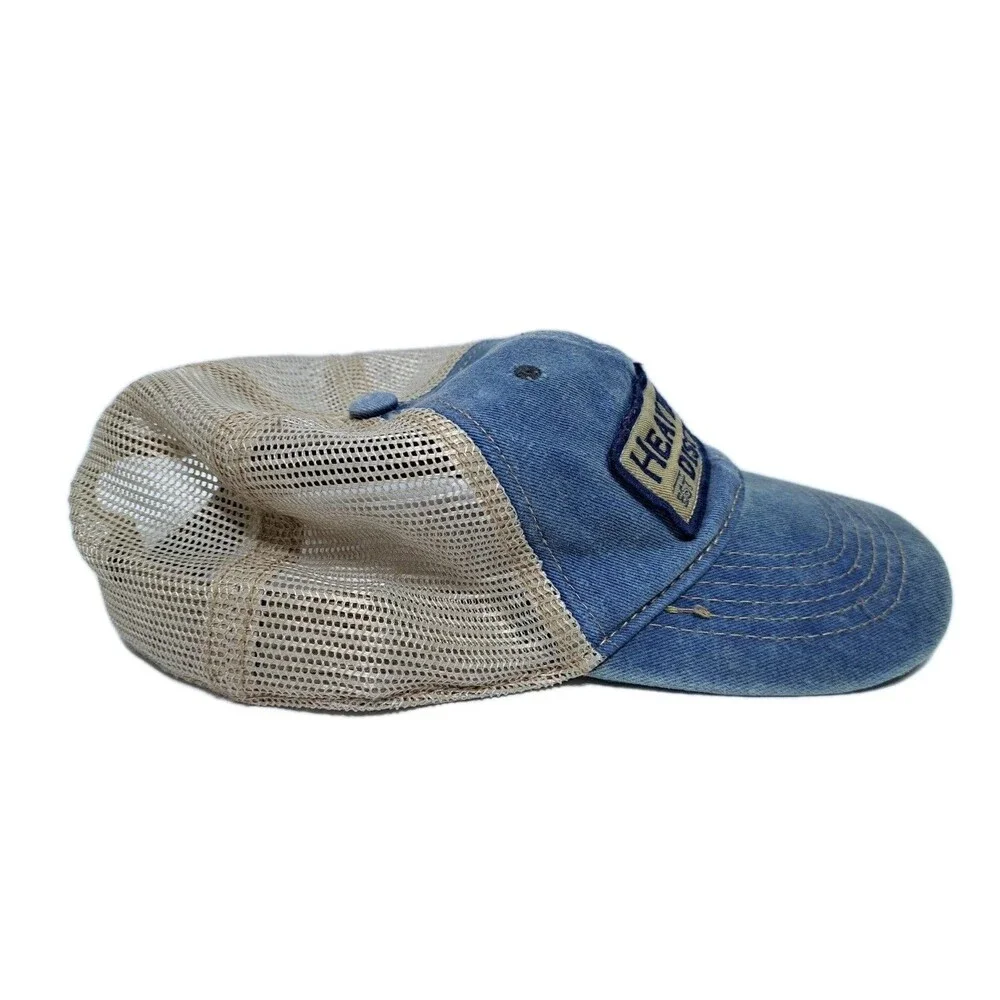 Heaven Hill Distillery Snapback Baseball Hat Cap Trucker Mesh Distressed Denim